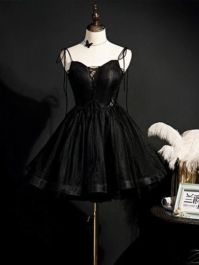 A-line V-neck Tulle Short/Mini Short Prom Dresses With Beading #Favs020020110160