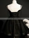 A-line V-neck Tulle Short/Mini Short Prom Dresses With Beading #Favs020020110160