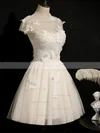 A-line Scoop Neck Tulle Short/Mini Short Prom Dresses With Appliques Lace #Favs020020110161