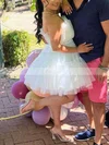 A-line Strapless Tulle Short/Mini Short Prom Dresses With Bow #Favs020020110943