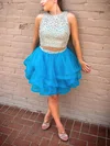 A-line Scoop Neck Organza Short/Mini Short Prom Dresses With Lace #Favs020020111664