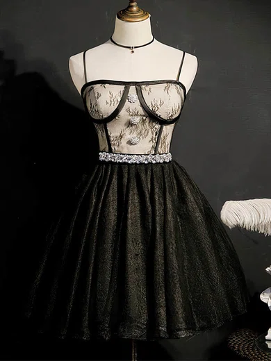 A-line Square Neckline Glitter Short/Mini Short Prom Dresses With Beading #Favs020020110164