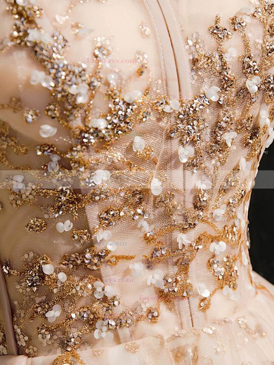 A-line Strapless Tulle Short/Mini Short Prom Dresses With Beading #Favs020020110165