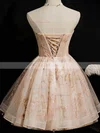 A-line Strapless Tulle Short/Mini Short Prom Dresses With Beading #Favs020020110165