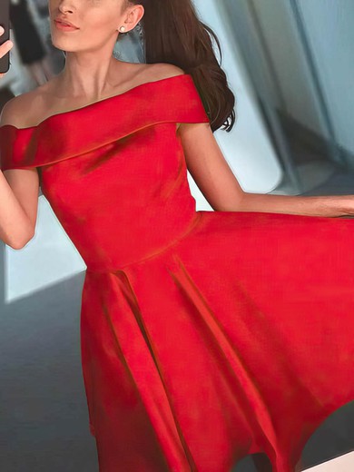 A-line Off-the-shoulder Satin Short/Mini Short Prom Dresses #Favs020020111667