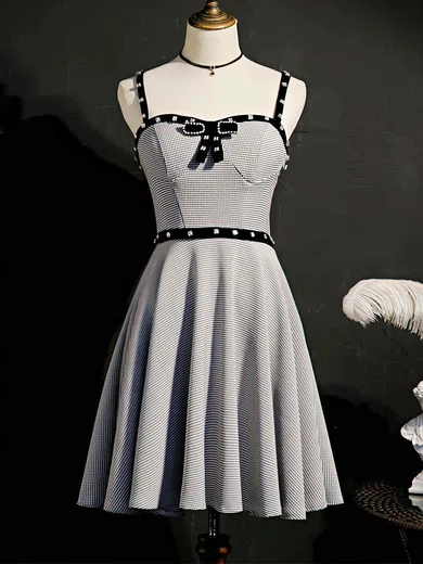 A-line Sweetheart Satin Short/Mini Short Prom Dresses With Beading #Favs020020110166