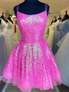 A-line Scoop Neck Sequined Short/Mini Short Prom Dresses #Favs020020110948