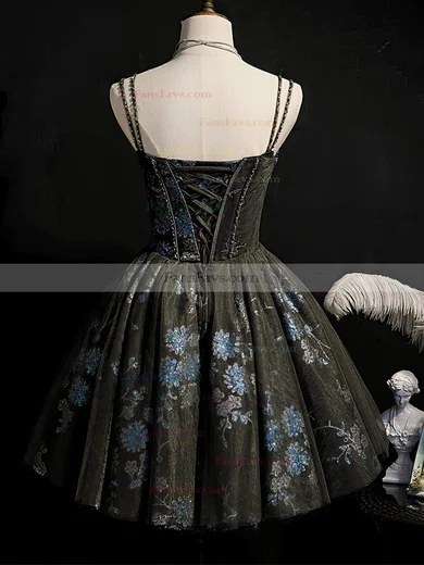 A-line V-neck Lace Short/Mini Short Prom Dresses With Beading #Favs020020110168