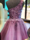 A-line One Shoulder Tulle Short/Mini Short Prom Dresses With Lace #Favs020020110949