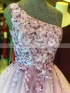 A-line One Shoulder Tulle Short/Mini Short Prom Dresses With Lace #Favs020020110949