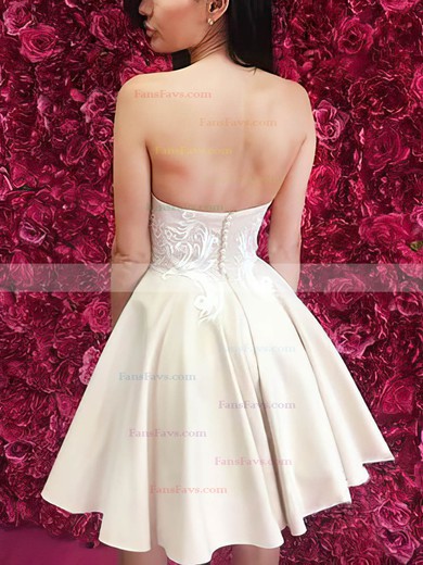 A-line Sweetheart Stretch Crepe Short/Mini Short Prom Dresses With Lace #Favs020020111669