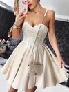 A-line Sweetheart Stretch Crepe Short/Mini Short Prom Dresses With Lace #Favs020020111669