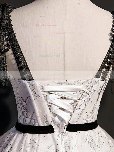 A-line V-neck Tulle Short/Mini Short Prom Dresses With Beading #Favs020020110171