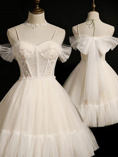 Ball Gown Sweetheart Lace Tulle Short/Mini Short Prom Dresses With Appliques Lace #Favs020020110172