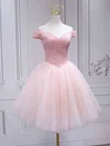 Ball Gown Off-the-shoulder Tulle Sequined Short/Mini Short Prom Dresses With Beading #Favs020020110173