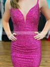 Sheath/Column V-neck Sequined Short/Mini Short Prom Dresses #Favs020020110955