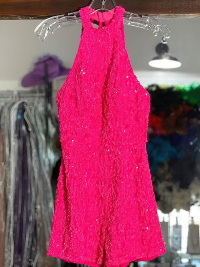 Sheath/Column High Neck Sequined Short/Mini Short Prom Dresses #Favs020020110957