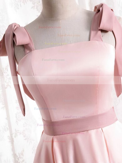 A-line Square Neckline Satin Tea-length Short Prom Dresses With Sashes / Ribbons #Favs020020110177