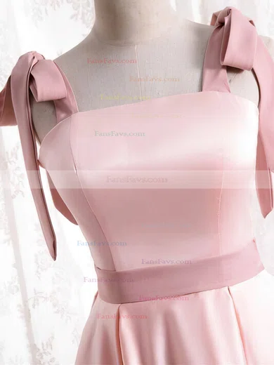 A-line Square Neckline Satin Tea-length Short Prom Dresses With Sashes / Ribbons #Favs020020110177