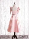 A-line Square Neckline Satin Tea-length Short Prom Dresses With Sashes / Ribbons #Favs020020110177
