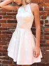 A-line Scoop Neck Satin Short/Mini Short Prom Dresses With Beading #Favs020020111679