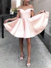 A-line Off-the-shoulder Satin Short/Mini Short Prom Dresses #Favs020020109297