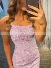 Sheath/Column Scoop Neck Tulle Short/Mini Short Prom Dresses With Lace #Favs020020110275
