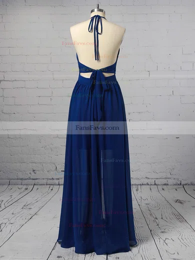 A-line Halter Chiffon Ankle-length Split Front Prom Dresses #Favs020106104