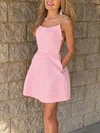 A-line Scoop Neck Satin Short/Mini Short Prom Dresses #Favs020020109299