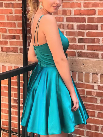 A-line V-neck Silk-like Satin Short/Mini Short Prom Dresses #Favs020020111682