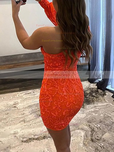 Sheath/Column One Shoulder Lace Short/Mini Short Prom Dresses #Favs020020110279