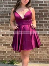 A-line V-neck Silk-like Satin Short/Mini Short Prom Dresses #Favs020020111686