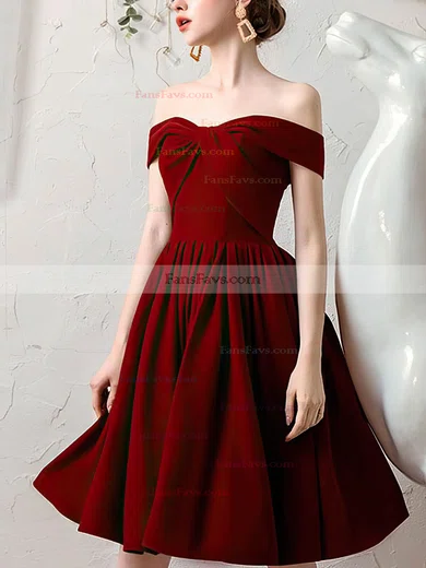 A-line Off-the-shoulder Stretch Crepe Knee-length Short Prom Dresses #Favs020020109312