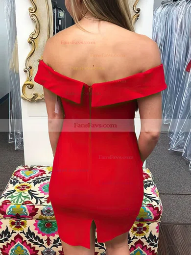 Sheath/Column Off-the-shoulder Stretch Crepe Short/Mini Short Prom Dresses #Favs020020111692
