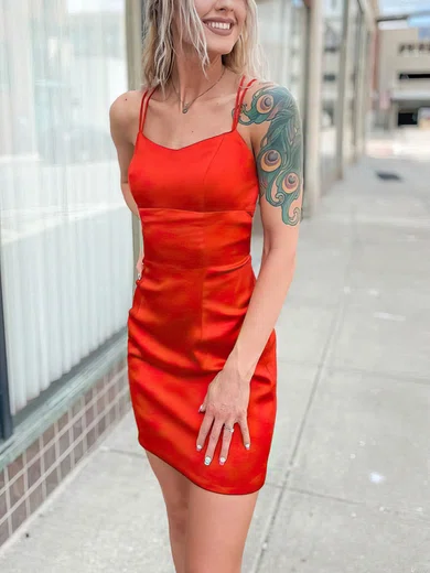 Sheath/Column Scoop Neck Silk-like Satin Short/Mini Short Prom Dresses #Favs020020109318