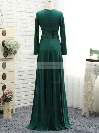 A-line Scoop Neck Jersey Floor-length Ruffles Prom Dresses #Favs020106111