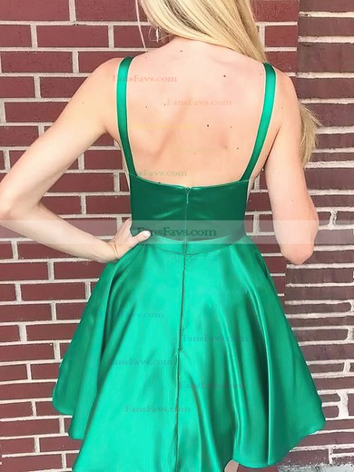 A-line Scoop Neck Satin Short/Mini Short Prom Dresses #Favs020020109321