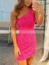 Sheath/Column One Shoulder Sequined Short/Mini Short Prom Dresses #Favs020020110294