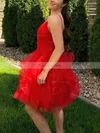 Princess V-neck Glitter Short/Mini Short Prom Dresses With Ruffles #Favs020020110981