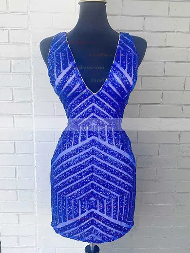 Sheath/Column V-neck Sequined Short/Mini Short Prom Dresses #Favs020020110300