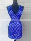Sheath/Column V-neck Sequined Short/Mini Short Prom Dresses #Favs020020110300