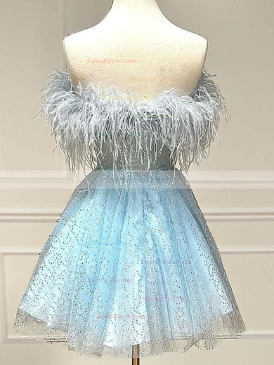 A-line Strapless Sequined Short/Mini Short Prom Dresses With Feathers / Fur #Favs020020110303