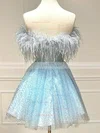 A-line Strapless Sequined Short/Mini Short Prom Dresses With Feathers / Fur #Favs020020110303