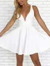 A-line V-neck Stretch Crepe Short/Mini Short Prom Dresses #Favs020020109335