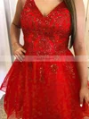 A-line V-neck Glitter Short/Mini Short Prom Dresses With Sequins #Favs020020110989