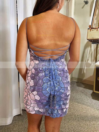 Sheath/Column Scoop Neck Sequined Short/Mini Short Prom Dresses #Favs020020110990