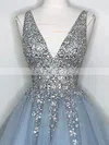 A-line V-neck Tulle Short/Mini Short Prom Dresses With Appliques Lace #Favs020020110305