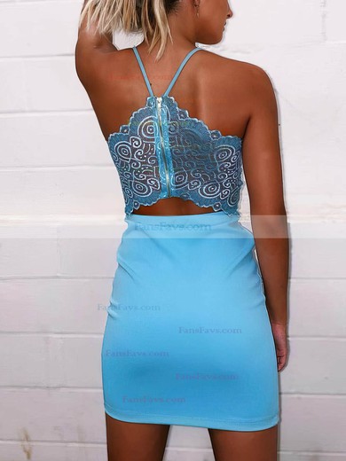 Sheath/Column V-neck Jersey Short/Mini Short Prom Dresses With Lace #Favs020020110991