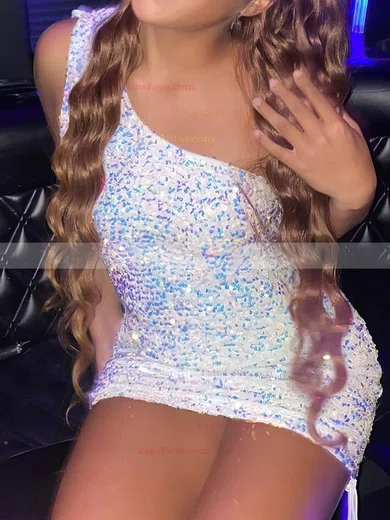 Sheath/Column One Shoulder Sequined Short/Mini Short Prom Dresses #Favs020020110995