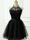 A-line Halter Tulle Short/Mini Short Prom Dresses With Crystal Detailing #Favs020020111718